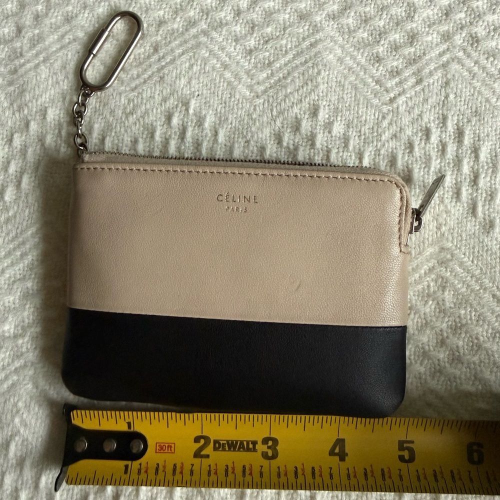 Old Celine Solo Coin and Card Purse, Black/Beige Colorblock, w/ Box and Dustbag - Picture 11 of 14